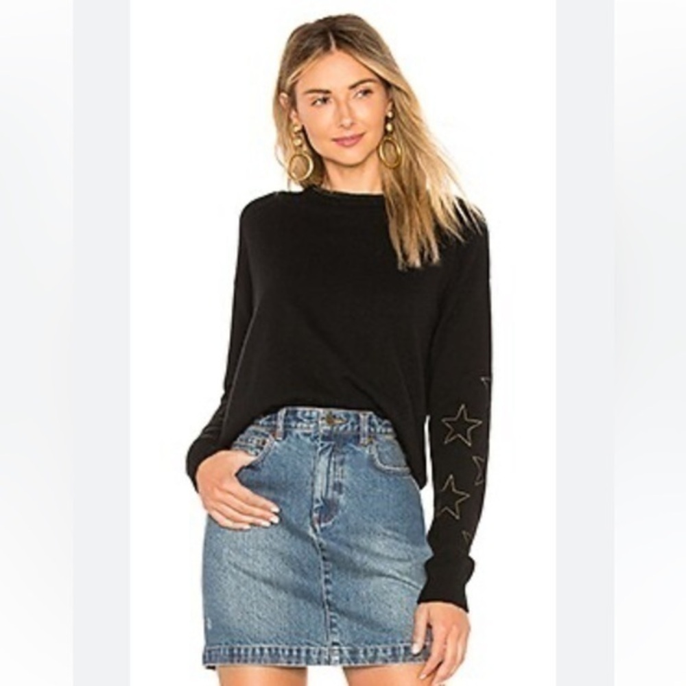 27 Miles Black Cashmere Sweater with stars